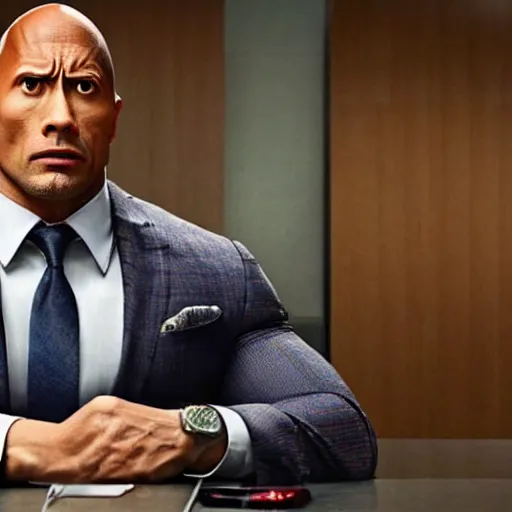 Image similar to A promotional photo of Dwayne Johnson cast as Saul Goodman in Better Call Saul; anatomically accurate; photorealistic, ultra high detail, 8k