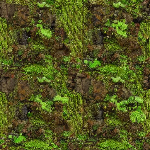 Prompt: seamless cliff face texture with moss and vines, material, pbr, 4 k, texture