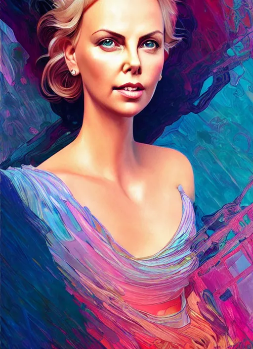 Image similar to charlize theron as a barbie doll, path traced, highly detailed, high quality, digital painting, alena aenami, lilia alvarado, shinji aramaki, karol bak, alphonse mucha, tom bagshaw