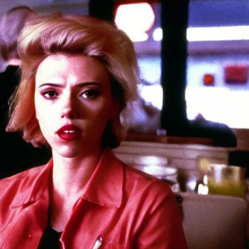 Image similar to a still of Scarlett Johansson at the diner in Twin Peaks (1990)