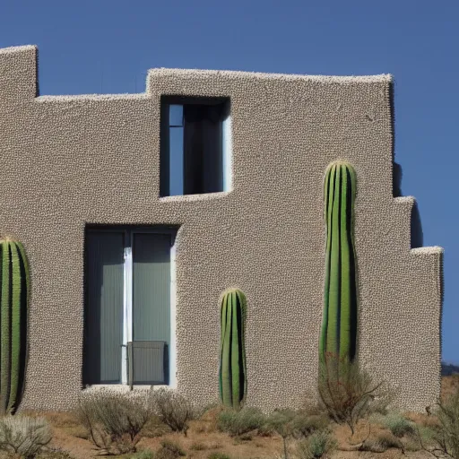 Prompt: a cactus building