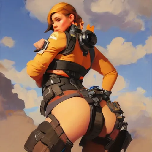 Image similar to greg manchess portrait painting of ellie as overwatch character, medium shot, asymmetrical, profile picture, organic painting, sunny day, matte painting, bold shapes, hard edges, street art, trending on artstation, by huang guangjian and gil elvgren and sachin teng