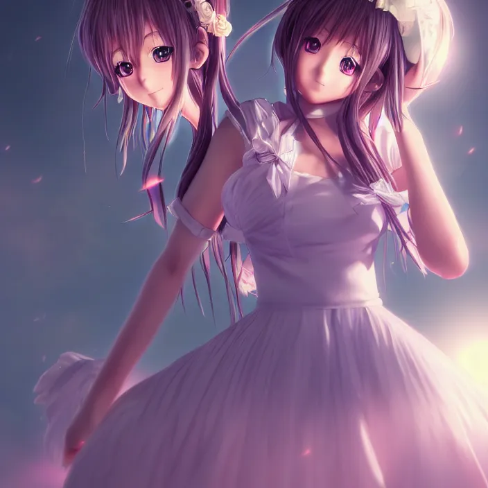 Image similar to a potrait of anime girl, my dress up darling anime, fine details, night setting, realistic shaded lighting poster by artgerm, unreal engine 5, radiant light, detailed and intricate environment