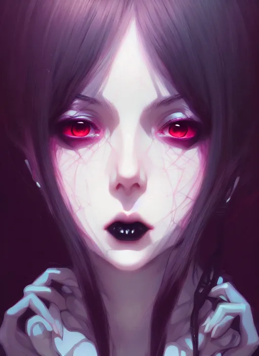 Image similar to portrait of beautiful gothic girl, cute face, intricate, highly detailed, digital painting, official media, anime key visual, concept art, rich vivid colors, ambient lighting, sharp focus, illustration, art by wlop and ilya kuvshinov and makoto shinkai