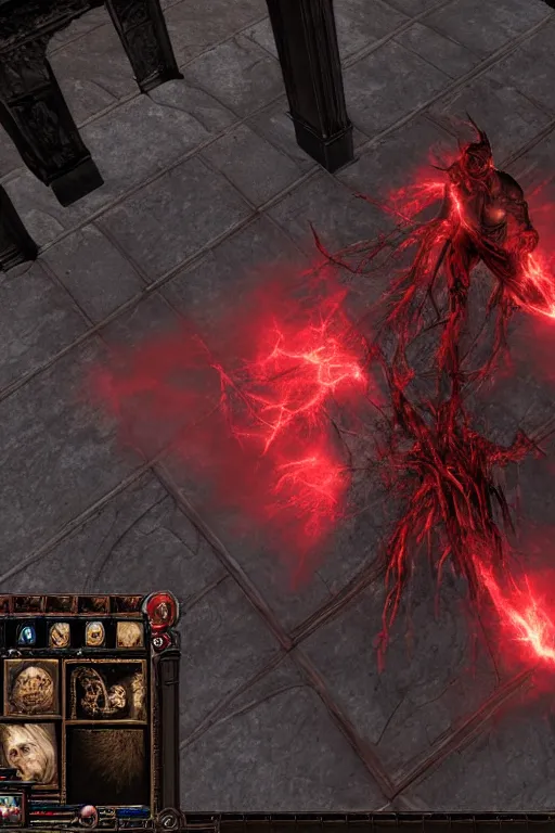 Image similar to Path of Exile, [Sirius], clear [[bronze]] face [mask], luminous red eyes, male image with [bronze] black armor, sitting on the throne, inside the ruined gothic church, black shadows, red lasers, dark red bloody fog, black-grey smoky tornadoes fly around, [[blood]], Anachronism, painting, dark fantasy, steampunk, 4k, perfect quality,