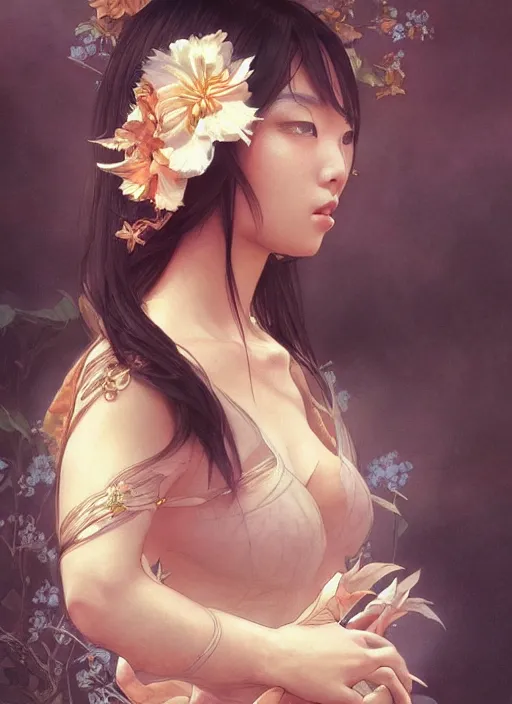 Prompt: realistic illustration, thanks, intricate, elegant, highly detailed, digital painting, artstation, concept art, sexy asian girl, smooth, sharp focus, illustration, art by artgerm and greg rutkowski and alphonse mucha