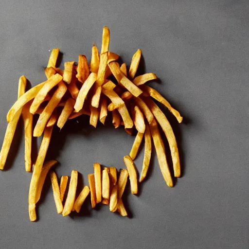 Prompt: a crown made of french fries