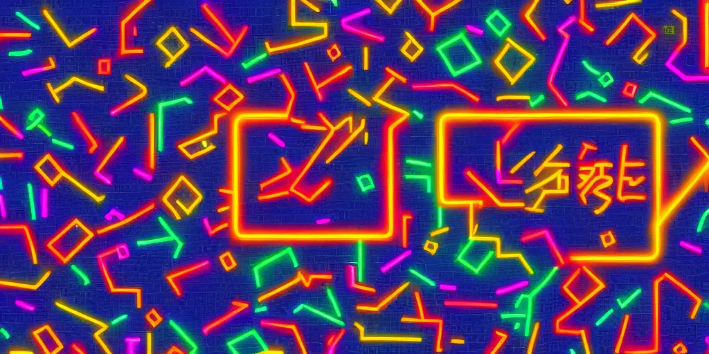 Image similar to blocky square white chinese characters on a background of hyperdetailed neon colored smoke, typography, chinese, chinese text, futuristic, rave, graphic design