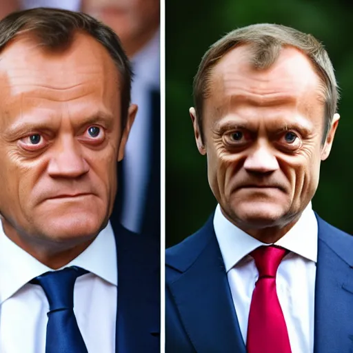 Prompt: donald tusk with wand in hand dressed like harry potter forehead scar magic