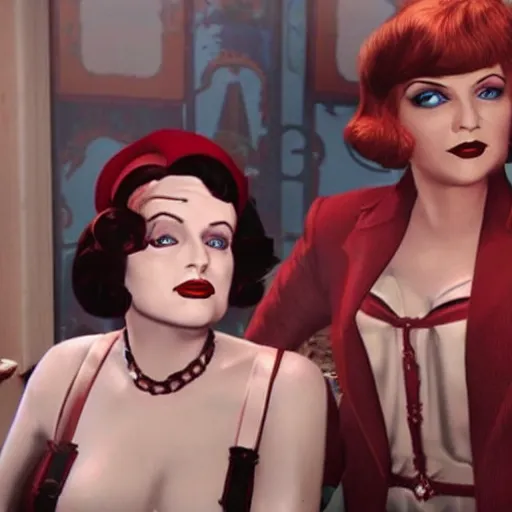 Prompt: a still of from the movie some like it hot crossover with the game bioshock infinite