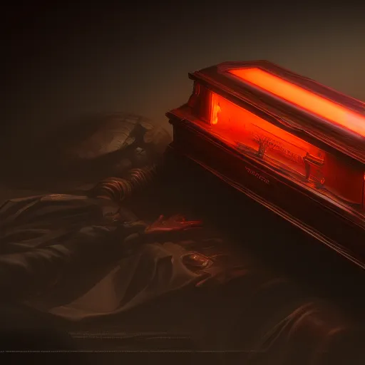 Image similar to Coffin with Razer RGB lighting, hyperdetailed, artstation, cgsociety, 8k