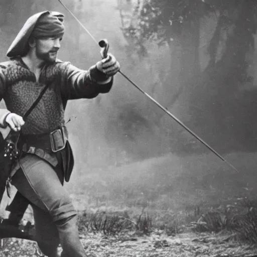 Image similar to photograph of Robin Hood in action