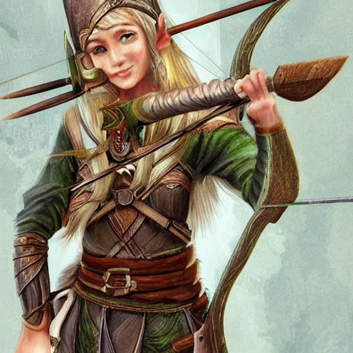 Prompt: female wood elf archer, beautiful fantasy illustration,