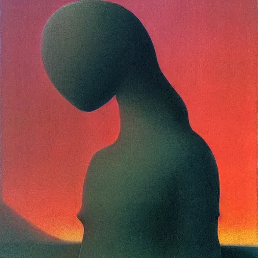 Prompt: Mona in the style of Zdzislaw Beksinski