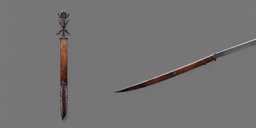 Image similar to sword design, shortsword, substance designer, weapon design, wood, steel, material, trending on artstation, cgsociety, art by gerald brom, greg rutkowski and artgerm and james jean and zdzisław beksinski, 8 k, unreal engine, c 4 d