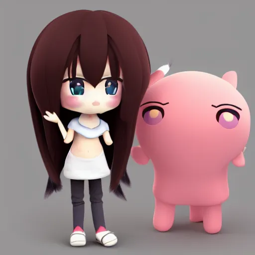 Prompt: cute fumo plush of a girl with a big heart, hair blocking eyes, blob anime, bokeh, vray