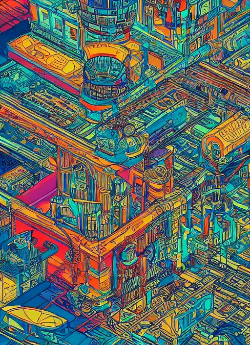Image similar to san francisco, an ultrafine detailed illustration by james jean, intricate linework, bright colors, final fantasy, behance contest winner, vanitas, angular, altermodern, unreal engine 5 highly rendered, global illumination, radiant light, detailed and intricate environment