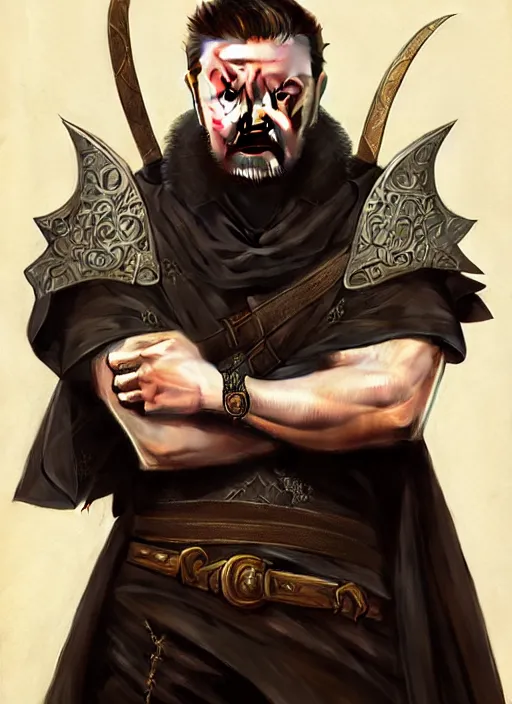 Prompt: portrait of ricky gervais, d & d, muscular! fantasy, intricate, elegant, highly detailed, digital painting, artstation, concept art, smooth, sharp focus, illustration, art by artgerm and greg rutkowski and alphonse mucha