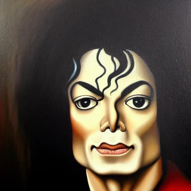 Image similar to a beautiful painting michael jackson face, by leonardo da vinci realistic oil painting