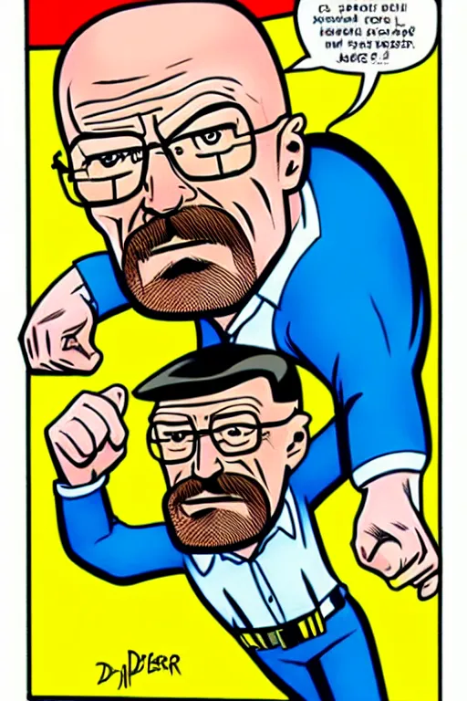 Image similar to walter white, as drawn by dan decarlo for archie comics,