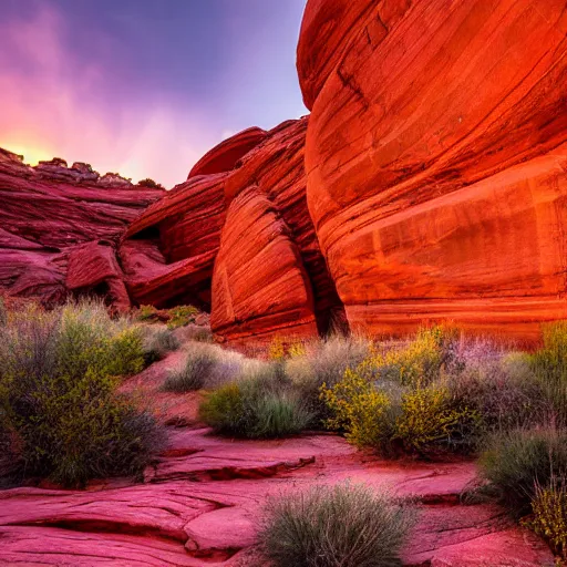 Image similar to a hidden stone city in the red rocks of glen canyon, utah, beautify lighting