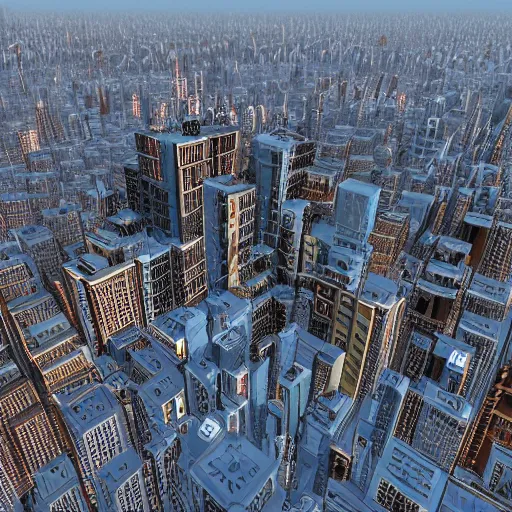 new york city skyline in the style of cities skylines, | Stable