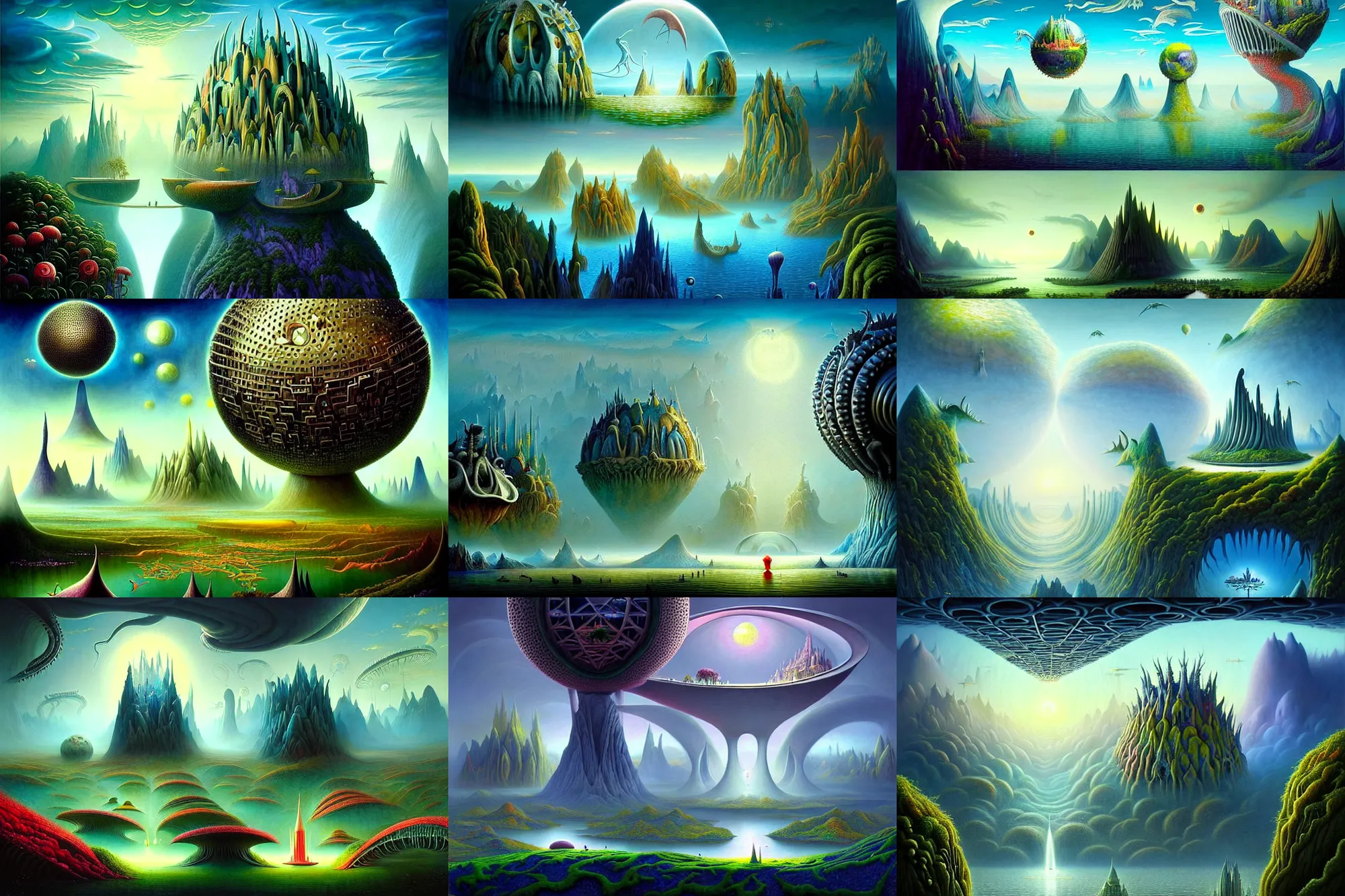 Prompt: a beautiful epic stunning amazing and insanely detailed matte painting of alien dream worlds with surreal architecture designed by Heironymous Bosch, mega structures inspired by Heironymous Bosch's Garden of Earthly Delights, vast surreal landscape and horizon by Asher Durand and Gerald Brom and Cyril Rolando, rich pastel color palette, masterpiece!!, grand!, imaginative!!!, whimsical!!, epic scale, intricate details, sense of awe, elite, fantasy realism, complex composition, 4k post processing