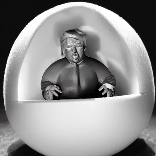 Image similar to Donald Trump in an eggshell photographed by Anne Geddes