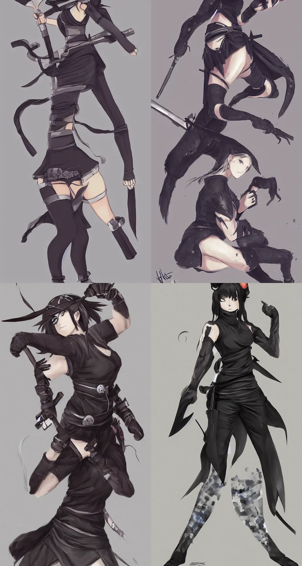 Prompt: Anime ninja girl by Huke, concept art