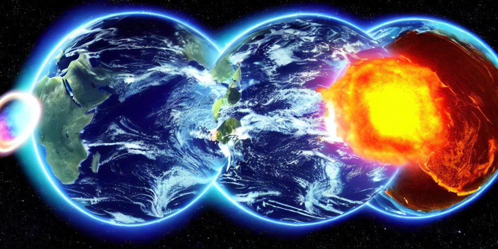 Prompt: Adobe Premiere screenshot of the planet Earth exploding