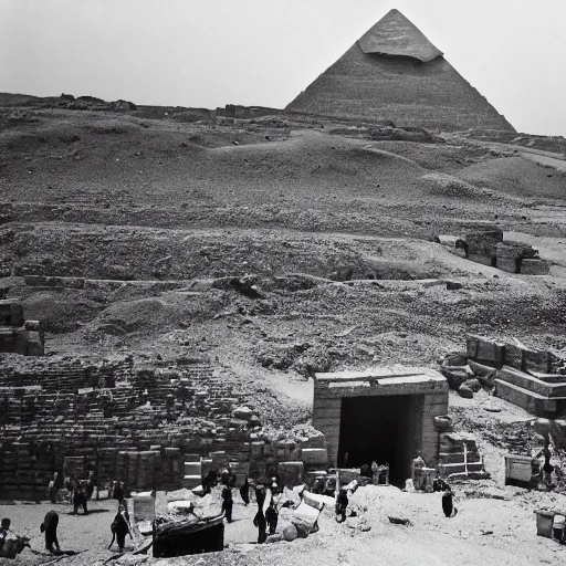 Prompt: great pyramid of giza under construction