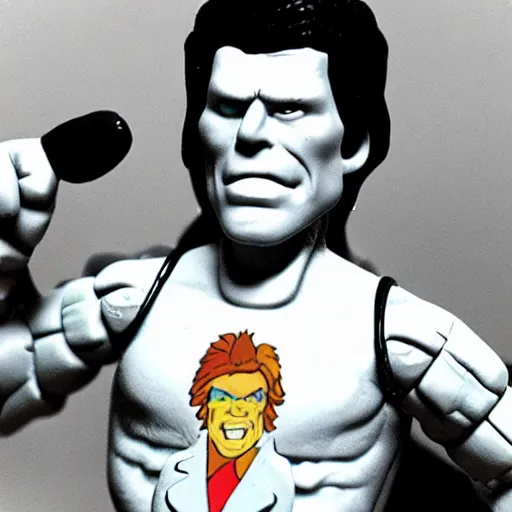 Image similar to Tom Waits as a He-Man action figure from the 1980s