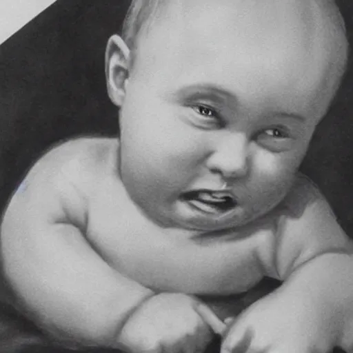 Prompt: vladimir putin as a baby, crying, wearing diapers, cartoonish, concept art, highly detailed, realistic