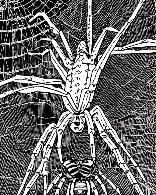 Image similar to a manga artwork of a spider by junji ito