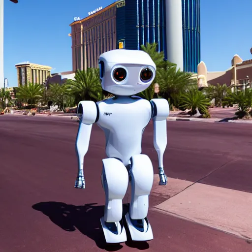 Image similar to LAS VEGAS, NV JUNE 7 2024: One of the cutest self-aware robots to emerge from the friendly-future-technology-portal.