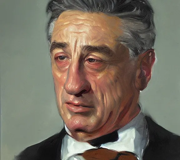 Prompt: a hyper-detailed oil painting of Robert DeNiro by John Singer Sargent; anatomically correct