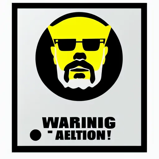 Image similar to warning sign with a vector graphic of heisenberg,