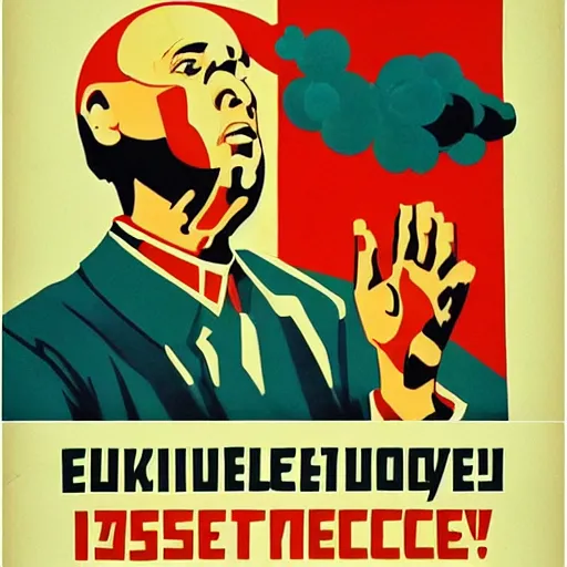 Prompt: soviet style propaganda poster of people hating technology