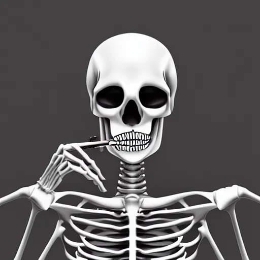 Prompt: ultrarealistic, photorealistic, 4k skeleton smoking, black background, noir style, profile