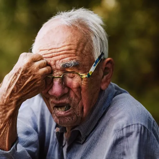 Prompt: photo of an old man eating paint