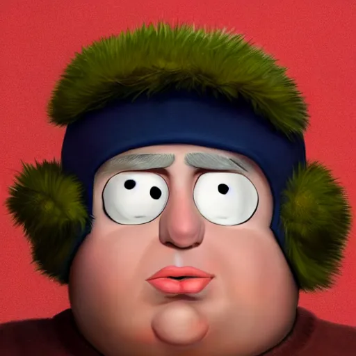 Image similar to hyperrealistic mixed media image of eric cartman, inspired by thomas eakes & greg rutkowski & xiang duan, perfect facial symmetry, dim volumetric lighting, 8 k octane beautifully detailed render, post - processing, extremely hyper - detailed, intricate, epic composition, lifelike attributes, cinematic lighting, masterpiece, trending on artstation, very very detailed, stunning,