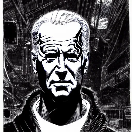 Image similar to Joe Biden looking sinister, by Tsutomu Nihei, highly detailed