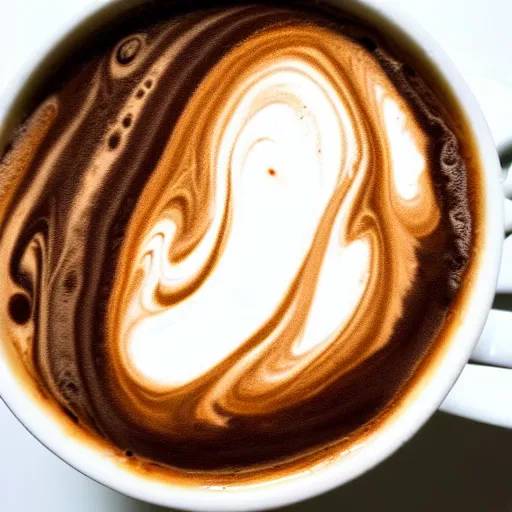 Prompt: The planet Jupiter as cream and foam on a cup of coffee