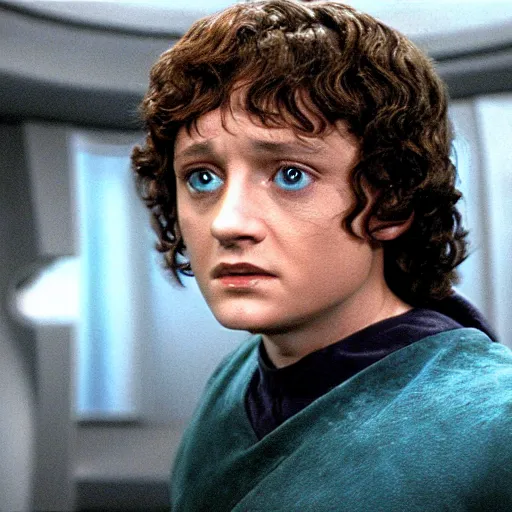 Prompt: Frodo in Star Trek, beautiful eyes