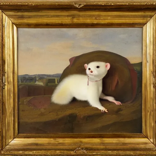 Prompt: Ferret in a general outfit, painted by Jan Willem Pieneman, Courageous, Bold,