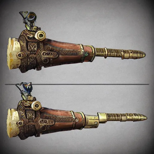 Image similar to steampunk style weapons, concept design