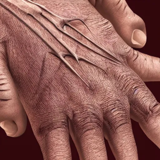 Image similar to wolverine hands, medical illustration