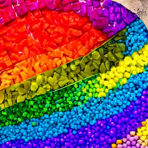 Prompt: 8 k photos of human eats rainbow, uhd details