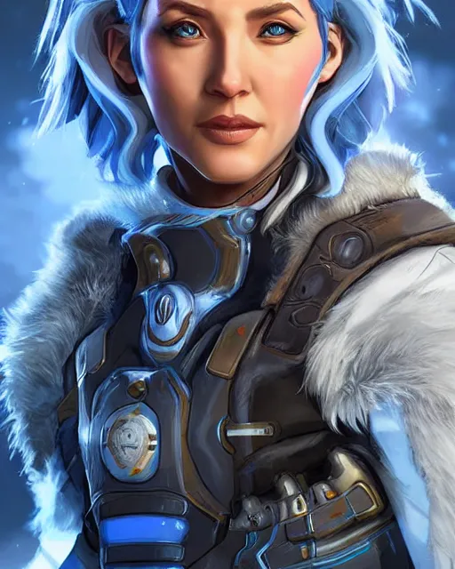 Prompt: The Ice Queen as an Apex Legends character digital illustration portrait design by, Mark Brooks detailed, soft lighting