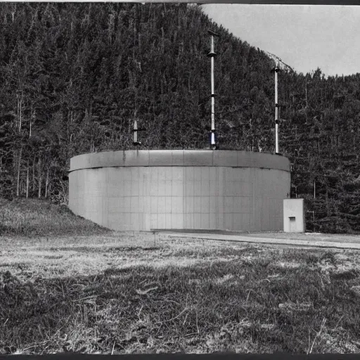 Prompt: Abandoned Cold War radar installation, polaroid